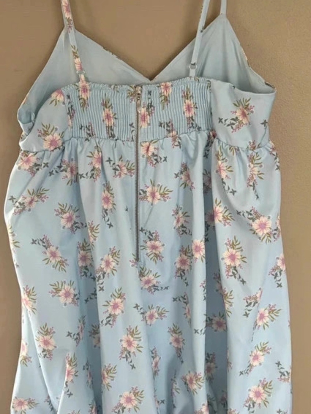 Free People Pale Blue Floral Spaghetti Strap Mini Dress - Picture 2 of 2
